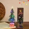 Mini Christmas Trees With LED Light Decor Tabletop Crafting DIY Christmas Gift Green Brush Trees Plastic Winter Snow Ornaments