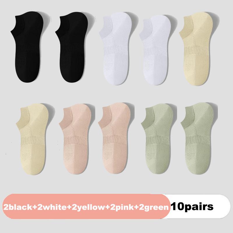 10 Pairs Women's Socks Spring Summer Ins Thin Non-slip Mesh Sweat-absorbing Breathable Boneless Short Bottom Boat Socks Cotton