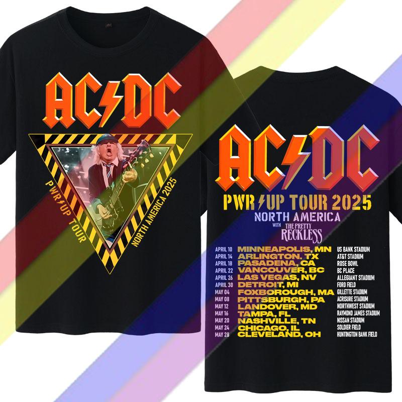 2025Band Tištěné tričko Již brzy Rockový ležérní text Krátký rukáv Top TOUR PWRU Bavlněné tričko