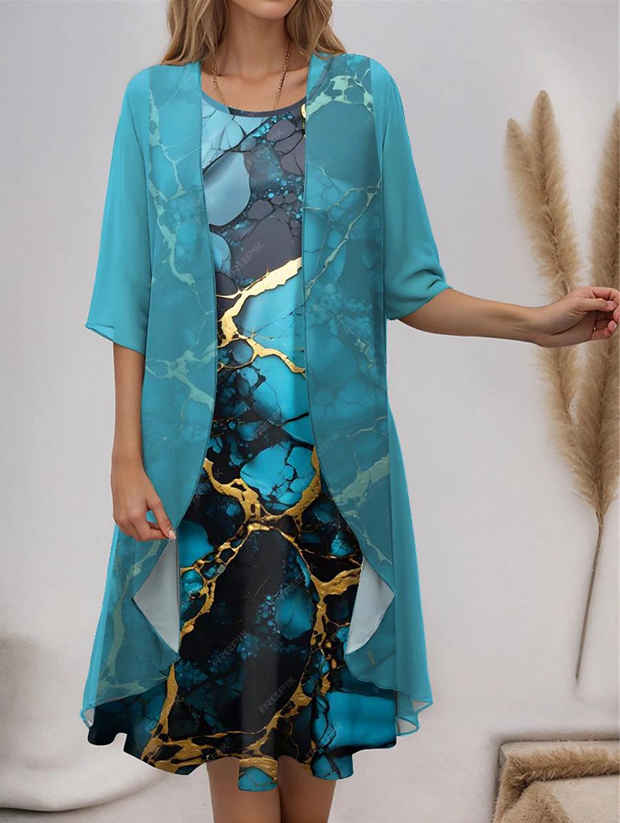 

Модний елегантний шифоновий костюм-двійка Весна-Осінь 2023 2X Large