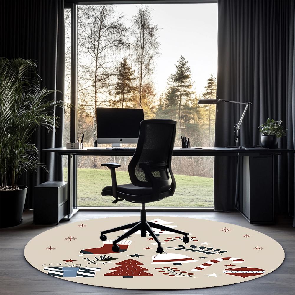 Christmas Printed Round Rug Carpet Chair Rug Area Rug Entryway Doormats,for Office Chair Living Room Bedroom Kitchen Room.