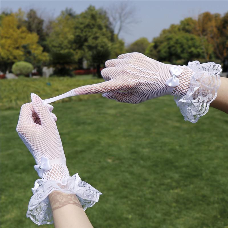 Summer Uv-proof Driving Gloves JK Mesh Fishnet Gloves Lace Full Finger Girls Lace Fashion Gloves Hand Cosplay Gloves