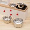 Kitchenware Kitchen Cooking Toys Miniature Soup Pot Mini Cookware With Cover Dollhouse Accessories