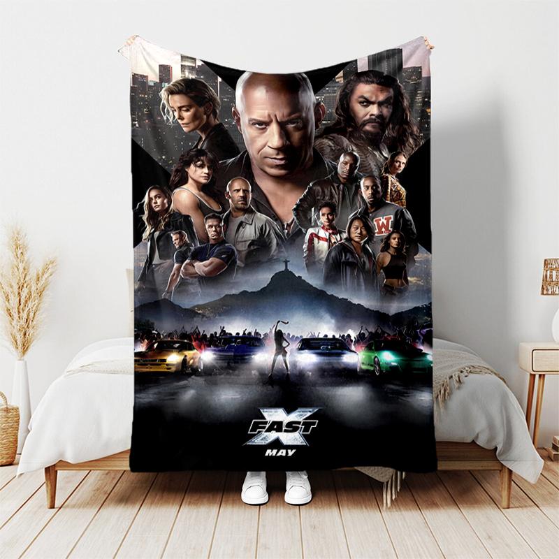 1pc Blanket Fast and Furious Print Design, Lightweight Blanket for Sofa, Bed- Soft &Warm, Gift for All Seasons like Christmas, Halloween