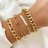 3PCS Fashion Thick Chain Link Bracelets for Women Vintage Snake Chain Gold Color Silver Color Bangles Bracelets Set Punk Jewelry