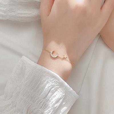 Bracelet à breloques Lune Étoile Mode Argent Sterling 925 Micro Zircon Cubique Pendentif Bracelet Pour Femmes Bijoux SL390