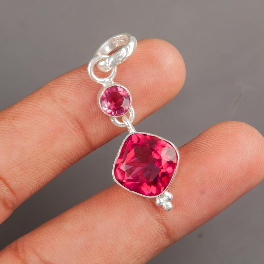 Pink Tourmaline Gemstone 925 Sterling Silver Gift Jewelry Handmade Pendant1.60" PP-9-18