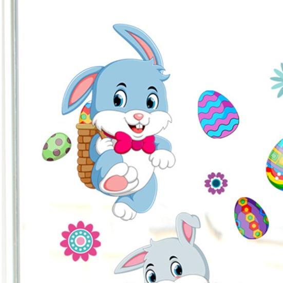 1 set Autocolant frumos, autoadeziv, care nu se decolorează, cu desene animate de Paște, amuzant, drăguț, fereastră, cadou, accesorii pentru petrecere.