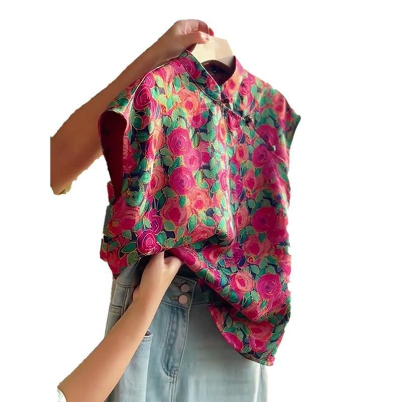 Fried Street Unique Beautiful Shirt Design Sense Retro Printed Sleeveless Vest Women's Summer 2025 New