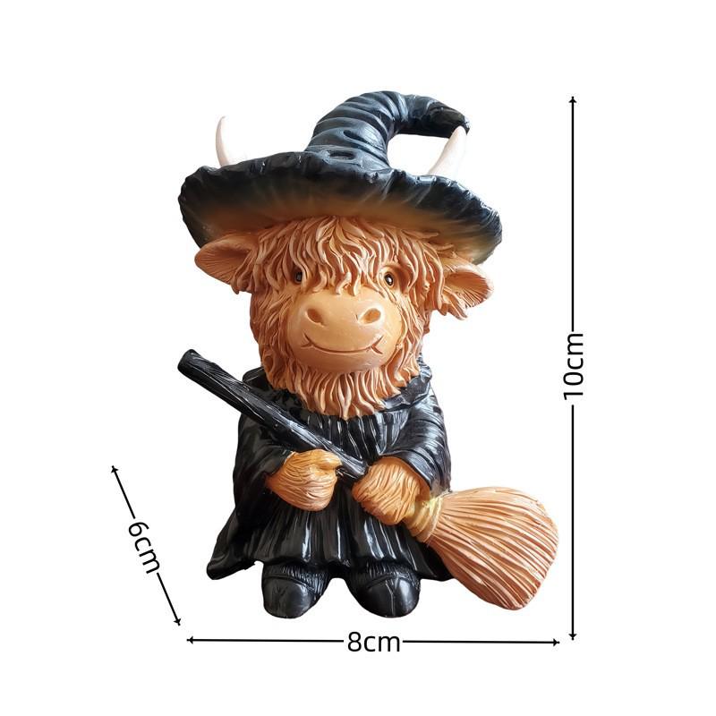 Highland Kuh Resin Ornament - Niedliche Halloween & Weihnachten Heimdeko Geschenk