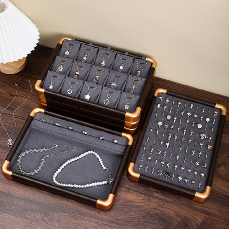 Jewelry Display Tray with Protective Velvets Lining Jewellery Holder Accessory Presentation Stand for Home or Shop Use