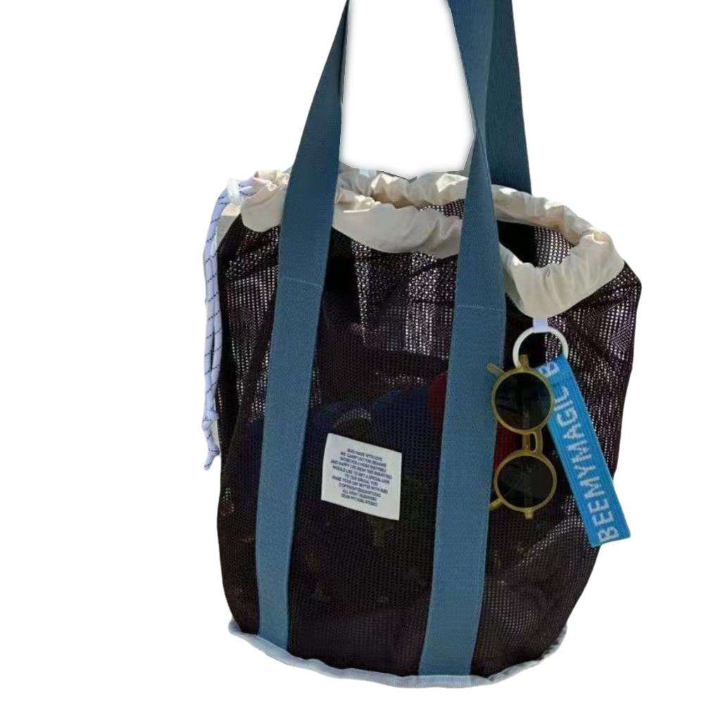 Drawstring Beach Net Bag Ins Mesh Clothing Pocket Lightweight Swimming Mesh Tote Outdoor