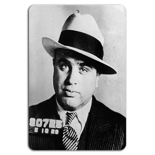 Al Capone Vintage Black  White Gangster Mugshot Photo Metal SignAluminum 20x30cm（7.8x11.8inch）