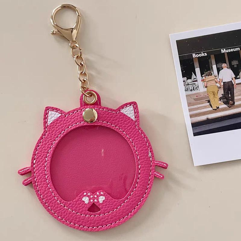 

Creative Cat Badge Bag with 58mm Anime Star Display - Cartoon Design Leather Case 58mm рожевий червоний колір