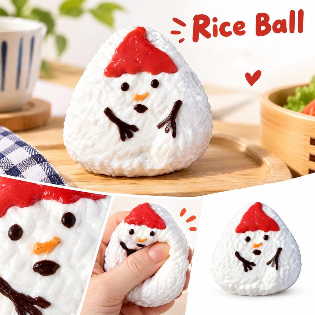 Rice Ball Stress-Relief Toy, Silicone, Portable, 1