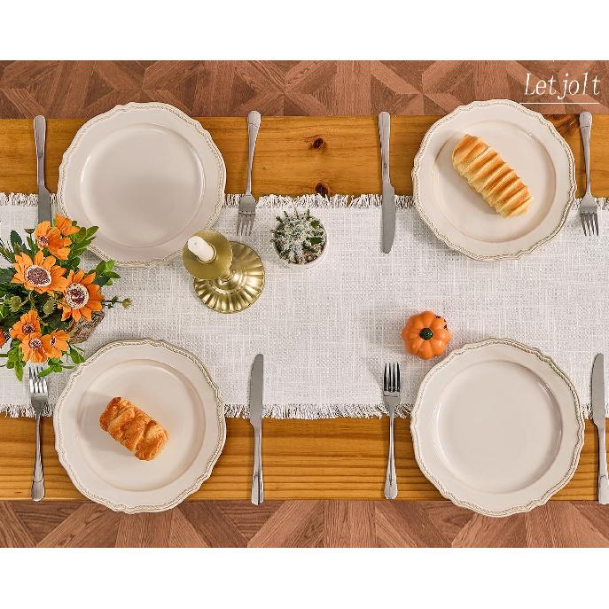 Letjolt White Table Runner 72 Inches Farmhouse Table Runner Slub Texture Cotton Linen Table Decor Rustic Home Table Decoration Wedding Reception