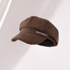 Spring and Autumn Winter Hat Women's Niche Solid Color Cap Big Head Circumference Octagonal Hat Retro Newsboy Hat New