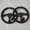 13inch Universal Car Sport Steering Wheel Red/Yellow Flat JDM Suede Leather Racing Steering Wheel