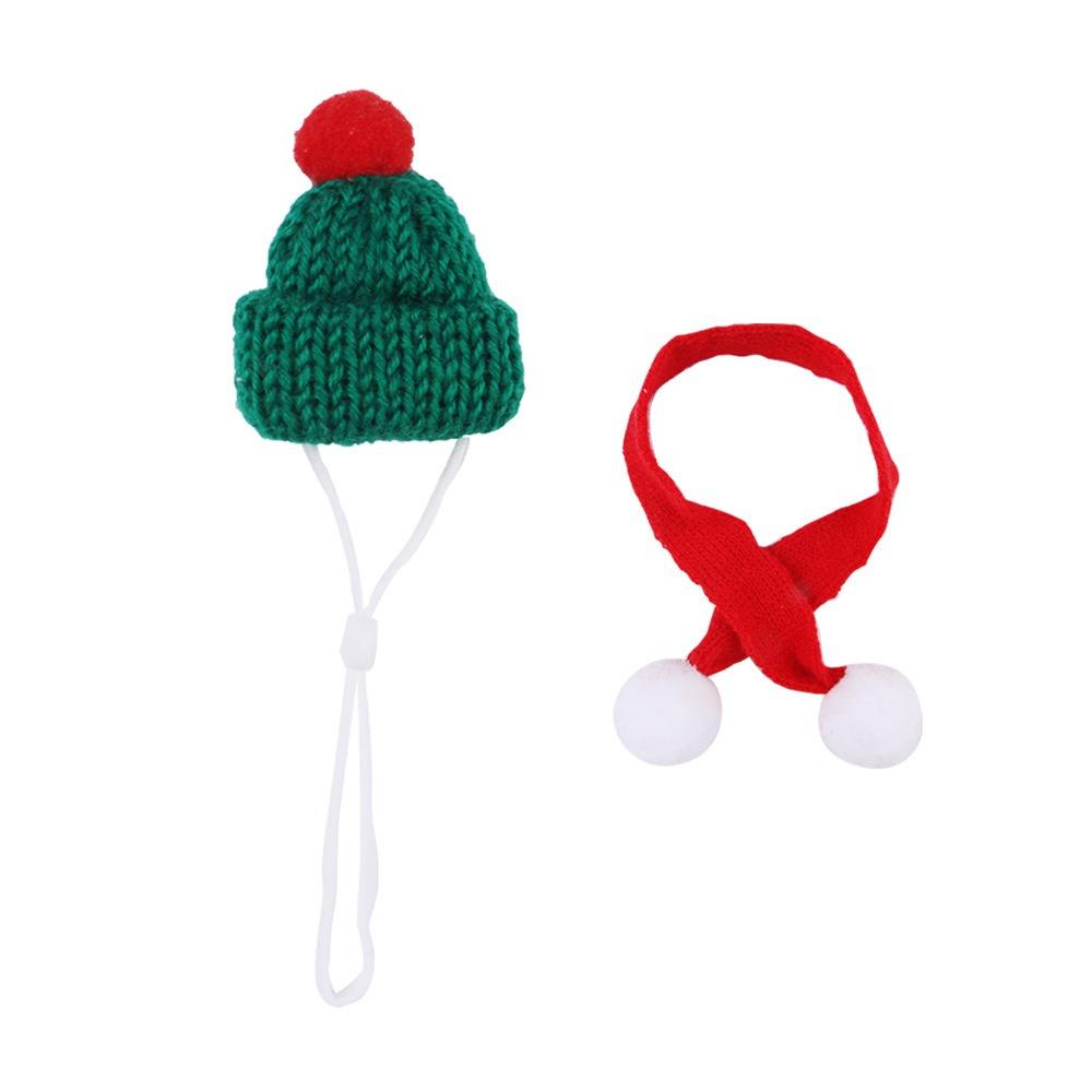 Stripes Mini Scarf Hat Ornament Toy Red and White Mini Knitting Scarf Hat  Doll Accessories