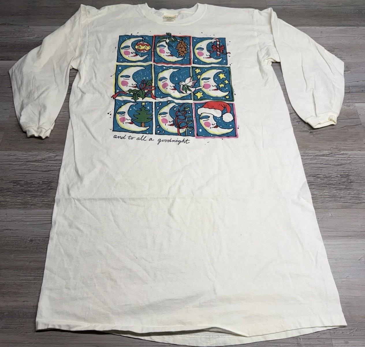 

Vintage Moon Art T-Shirt Size M Celestial Whimsical Sleep Tee LL Bean Christmas 4XL