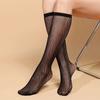3 Paires Bas en Maille Printemps Été Chic Tendance Mi-Mollet Bas Aérés Confortables Chaussettes en Maille Noire Legwear Mode