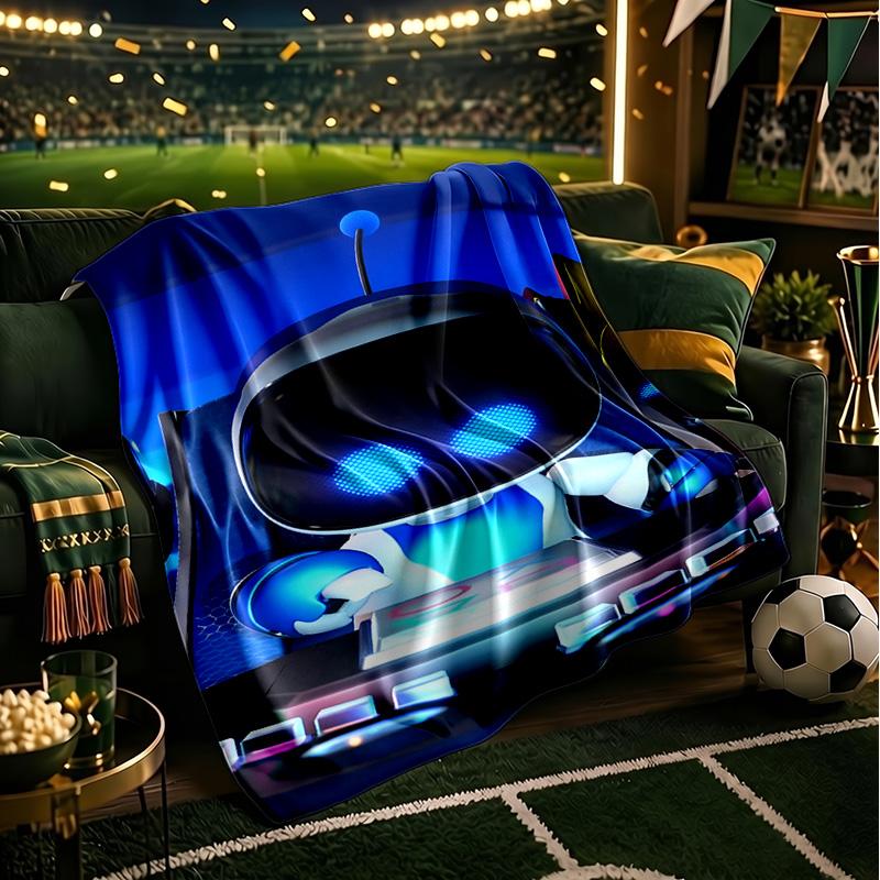 Space Adventure Robot Throws Blanket Flannel Blankets Plush for Couch Bed Gifts for Men Women Travel picnic blanket Christmas fan gifts