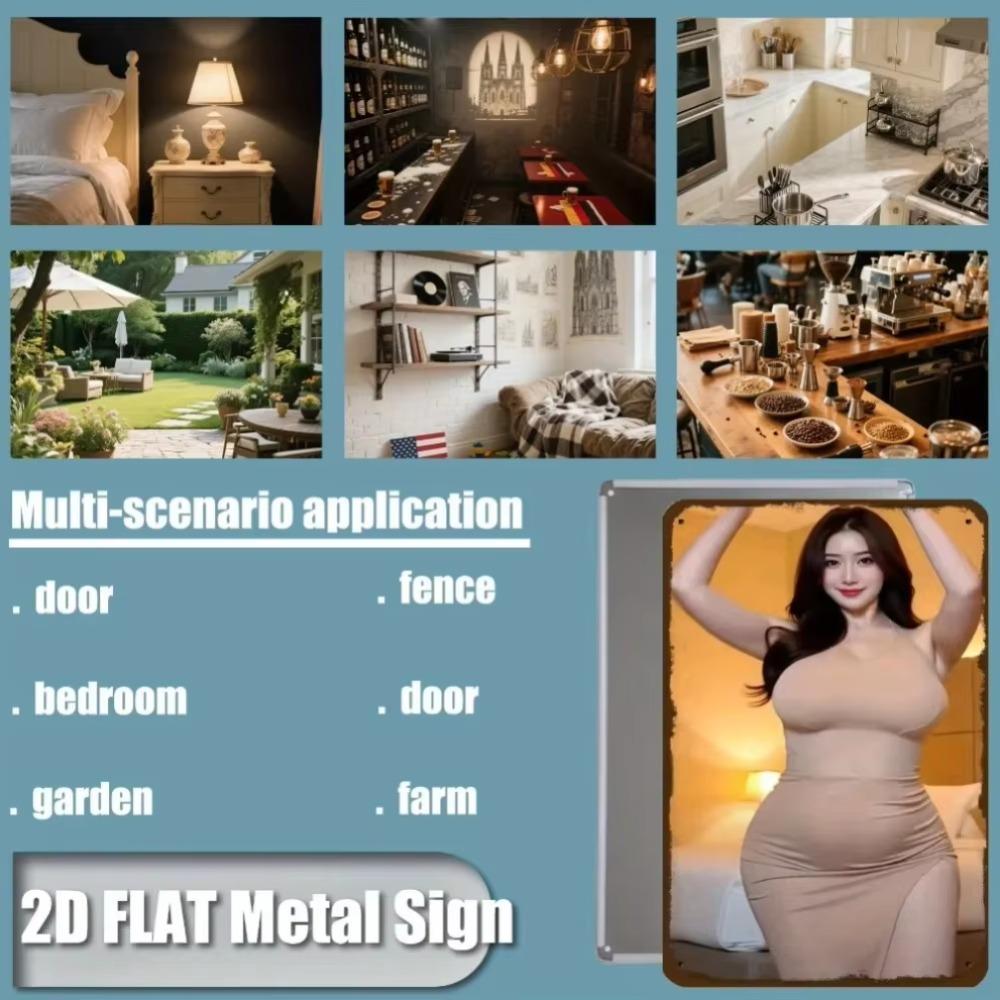 Elegant Lady Silhouette Metal Wall Art 8x12 Inch Weatherproof Indoor Outdoor Kitchen Christmas Decor Gift