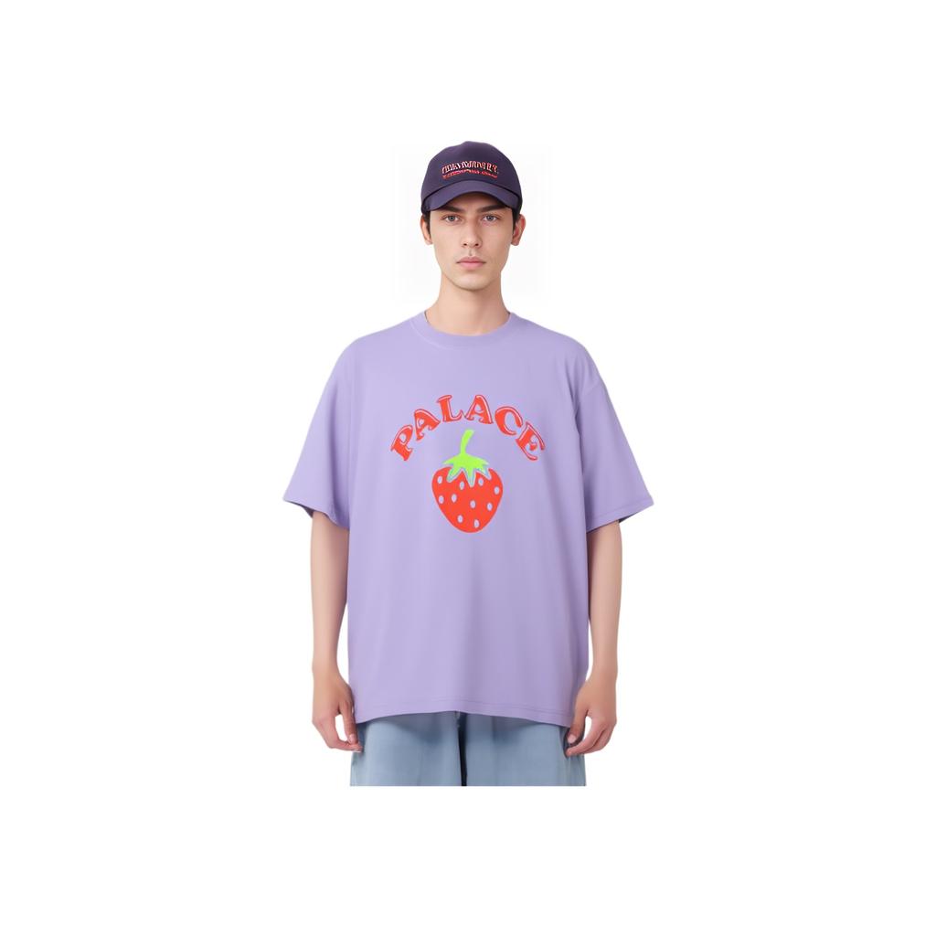 Palace Fruity Letter Print Crew Neck Short Sleeve T-Shirt Unisex Tops Violet P22TS040