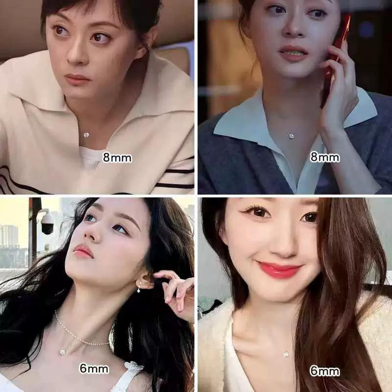 Invisible Fishing Line Sun Li Same Mozzarella Diamond Temperament Neck Chain Light Luxury Necklace Mermaid Tears Pendant Collarbone Chain