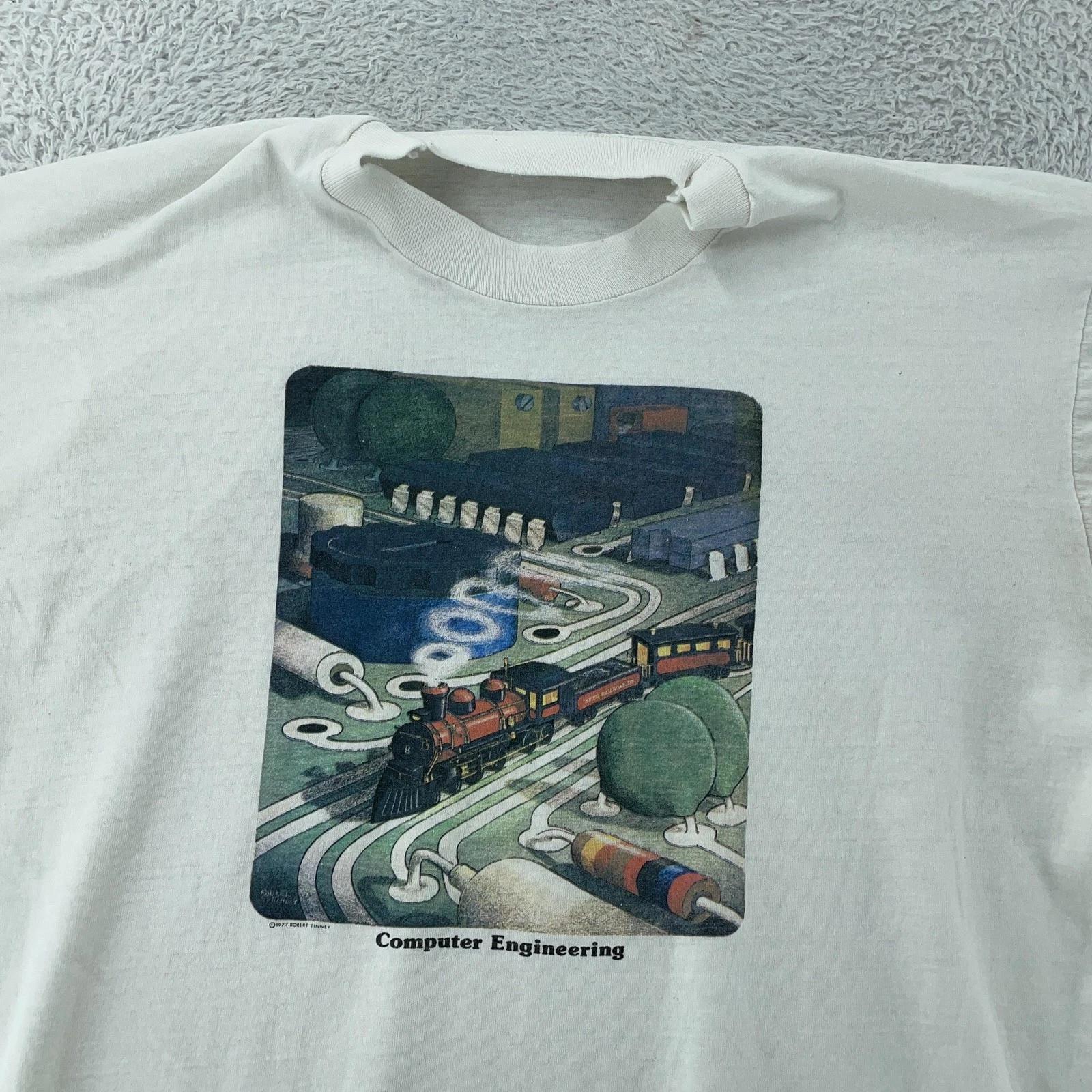 

Vtg Computer Engineering Robert Tinney Art T-Shirt BOXY Small Byte Magazine 1977 L