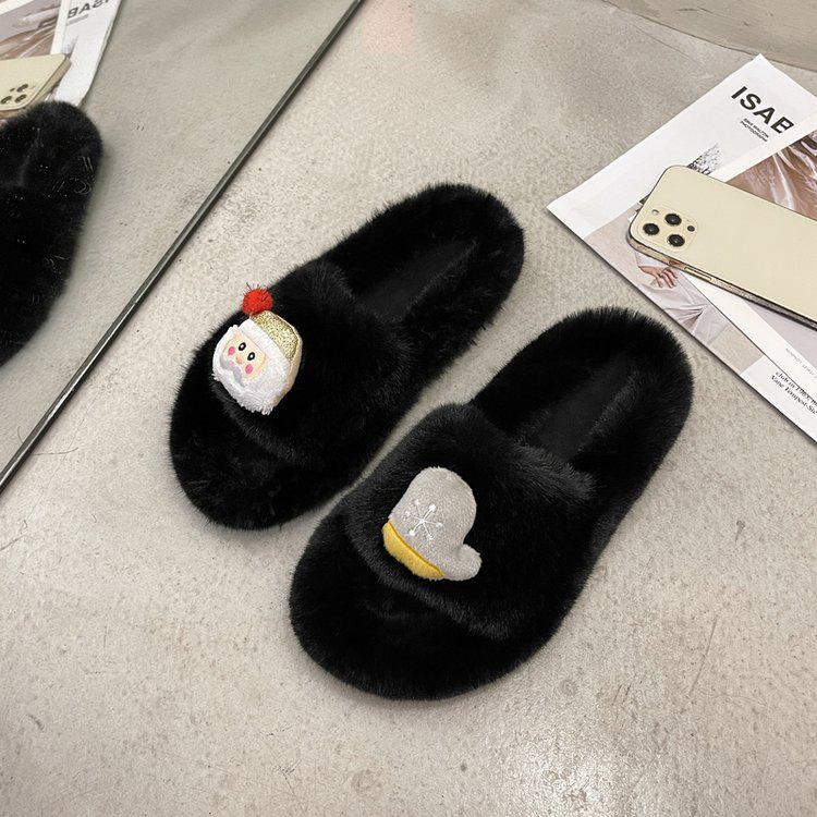 Christmas Elk Cotton Slippers For Women New Halloween Bedroom Soft Winter Indoor Shoes Warm Closed Toe Plush Cotton Slippers