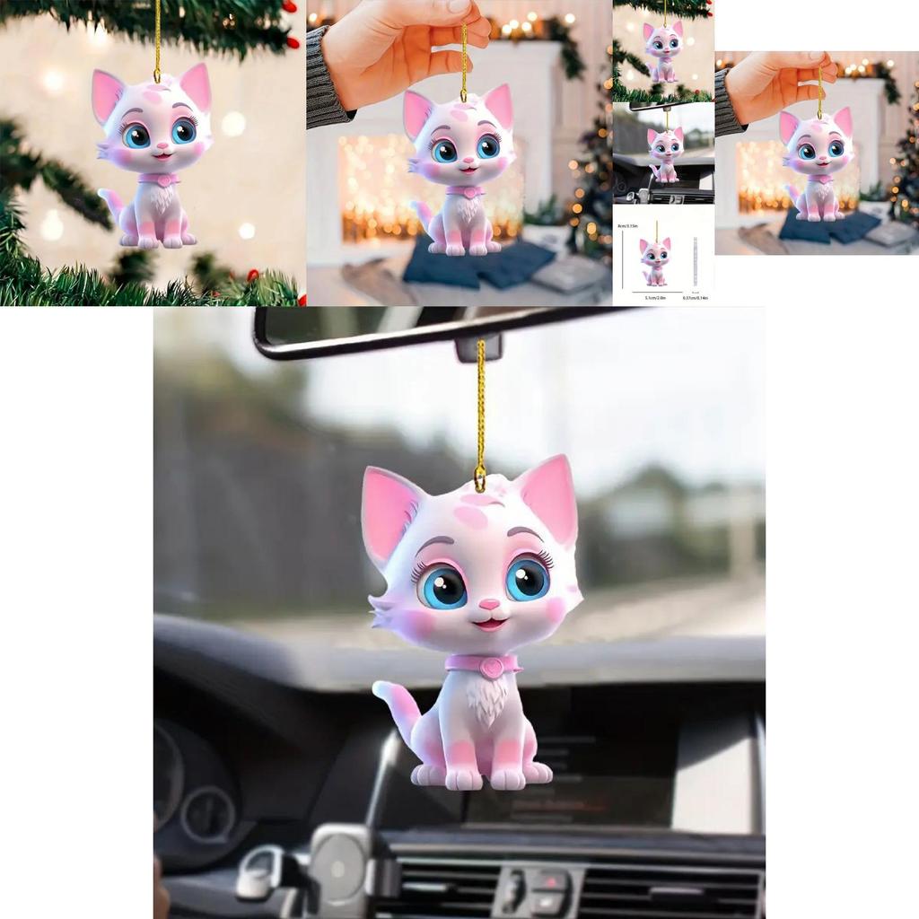 Adorable Pink Acrylic Cartoon Style Car Hanging Decoration For Trendy Vehicle Decor