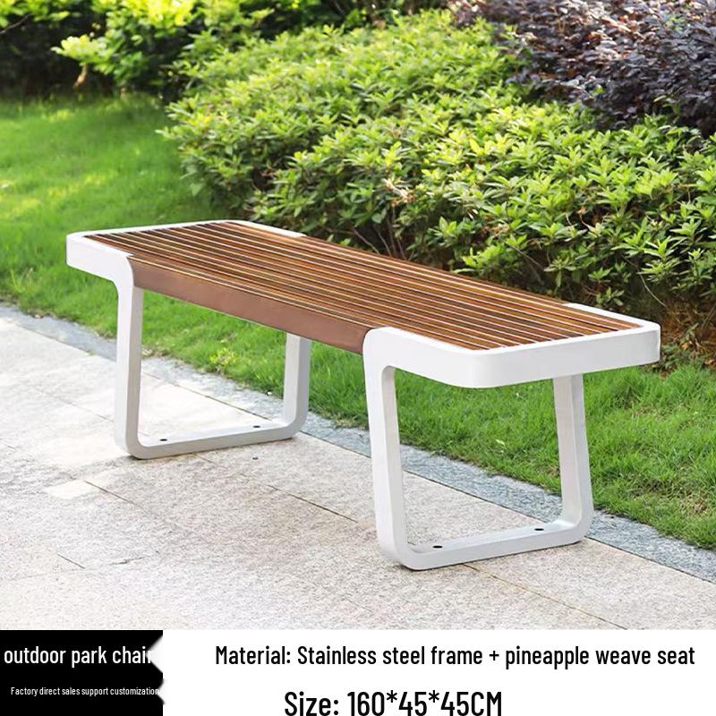 Stainless Steel & Solid Wood Outdoor Anti-Corrosion Park Bench for Garden or Courtyard Use