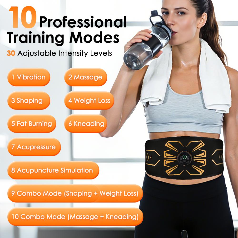 Smart Muscle Toner Abdominal Toning Belt Abs Trainer Home Gym Training Fitness Equipment USB Rechargeable Body Massager