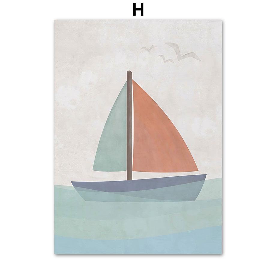 Whale Sailboat Ocean Wave Walk Nautical Maritime Quote Wall Art Canvas Painting Posters And Prints Wall Pictures Kids Room Decor