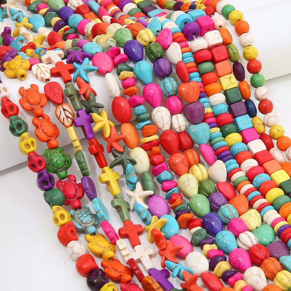 Synthetic Colour Turquoise Various Shapes of Colour Beads For Handmade Bracelet Necklace Keychain DIY Craft Jewelry Making Accessories
