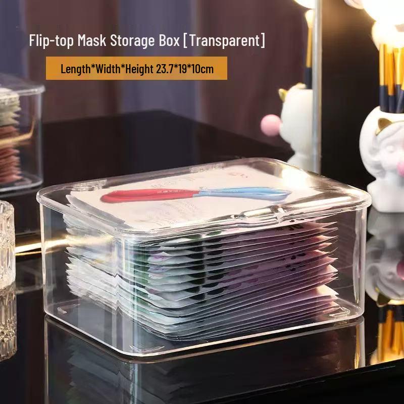 

Clear Flip-Top Mask and Cosmetic Storage Box – Large Dustproof Organizer for Skincare Essentials прозрачный
