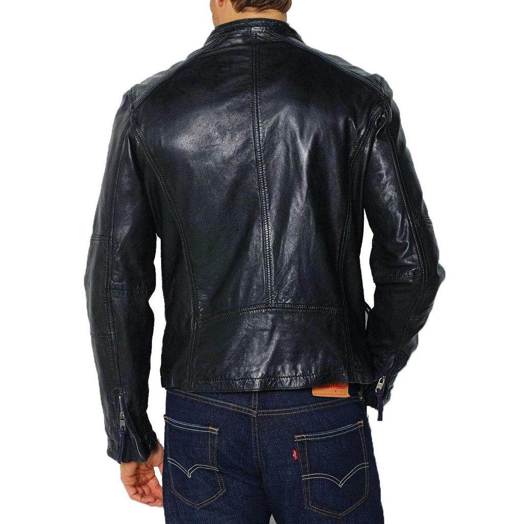 SKINOUTFIT Men's Genuine Lambskin Black Leather Jacket Stylish Motorcycle Bomber Biker Outerwear MJ 189