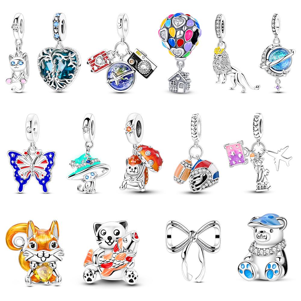 Authentic Pendants Charm Bead Charms copper Plated Squirrels Airplanes Glowing Firefly Bead Charms Compatible With Bracelets Making Charm Jewellery Wo