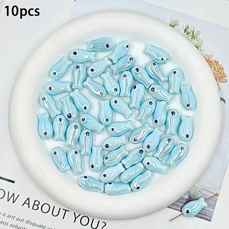 10Pcs Little Fish Ceramic Beads Diy Necklace Earrings Jewelry Accessories Pendants Loose Beads For Crafting