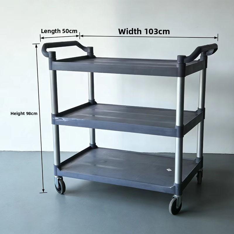 Three Layer Large Capacity Service Cart for Restaurants Hotels Mobile Push Cart Four Wheel Food Trolley Easy Transport Trolley