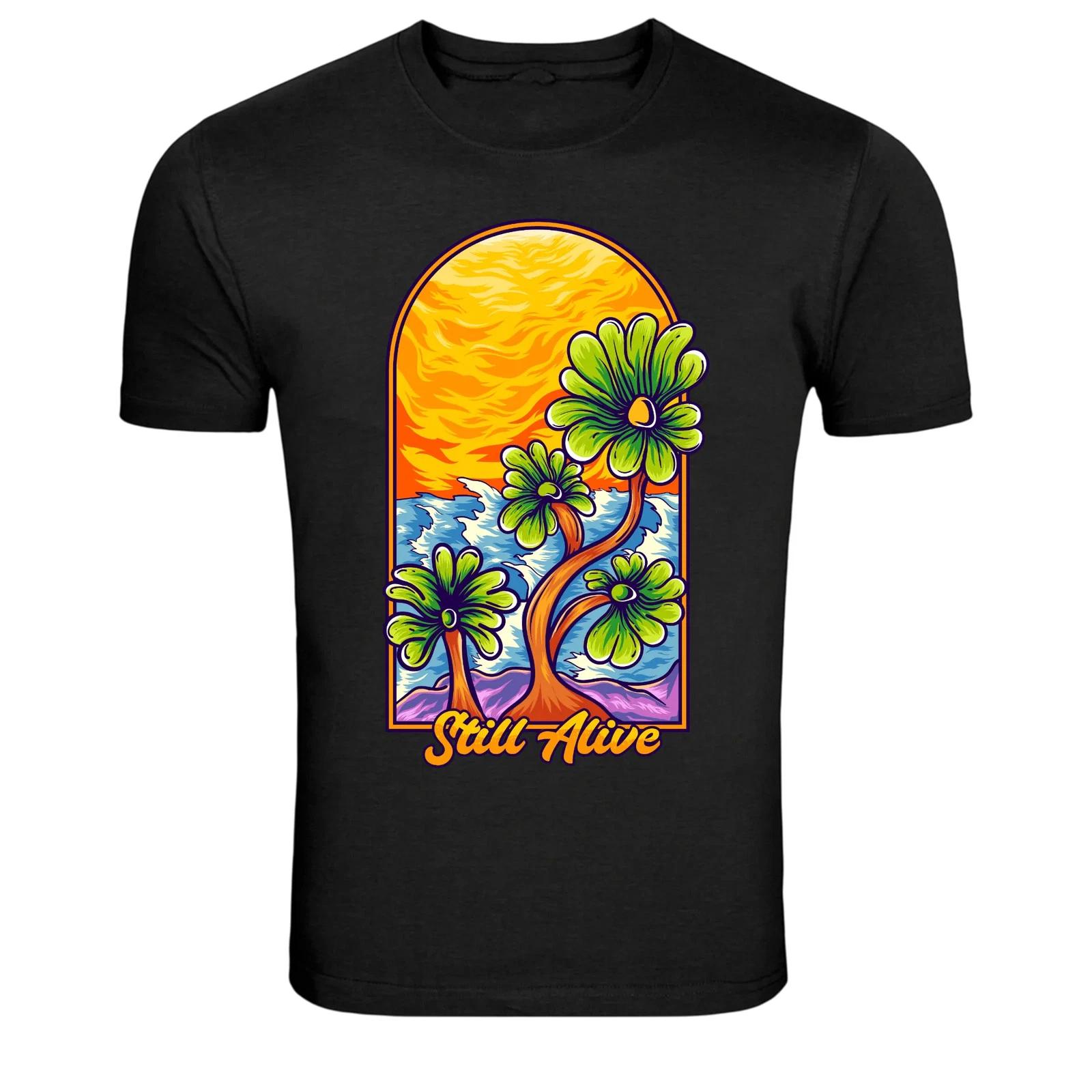 Still Alive Tropical Sunset Nature Graphic T-Shirt S