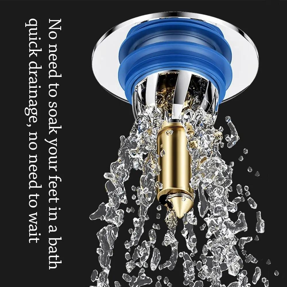 Stainless Steel Press Type Floor Drain Shower Pedal Jump Up Bounce Sewer Strainer Durable Bathroom Floor Mounted Drain