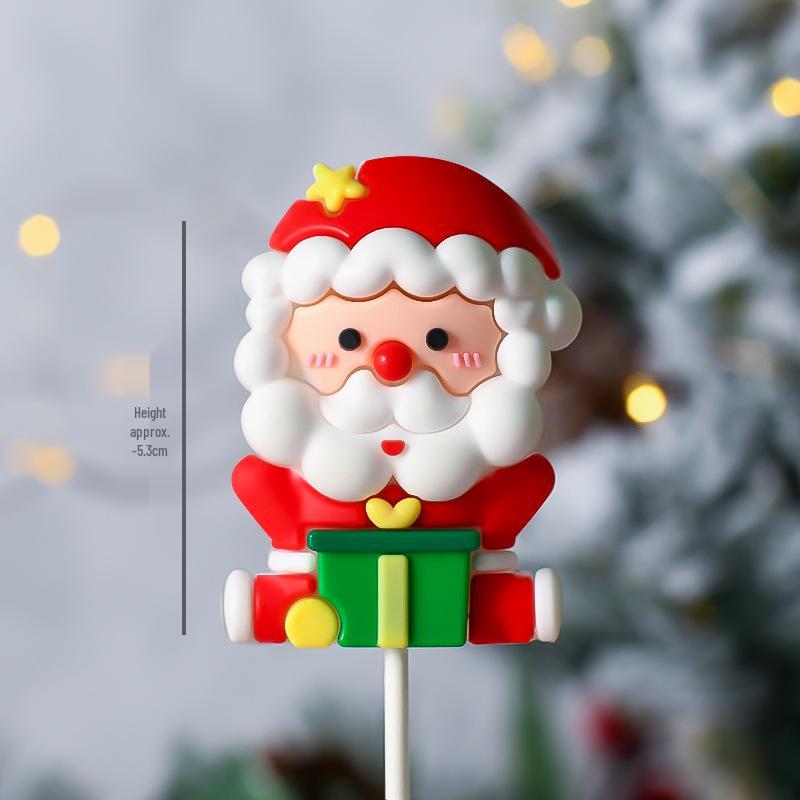 Popular Soft Glue Christmas Cake Ornaments: Santa Claus & Snowman Inserts for Holiday Party Desserts