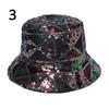 Dámský bucket Hat Fishing Cap Sequin Hip-hop Festival Glitter Bling Wide Brim