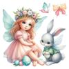 Easter Cartoon Angel & Rabbit Window Clings - Decorative Glass Stickers for Living Room & Shops