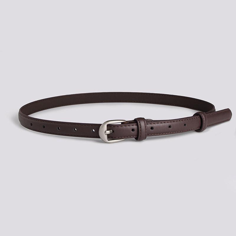 Faux Simple Women Leather Waist Belt Office Casual Fashion Round Buckle Metal