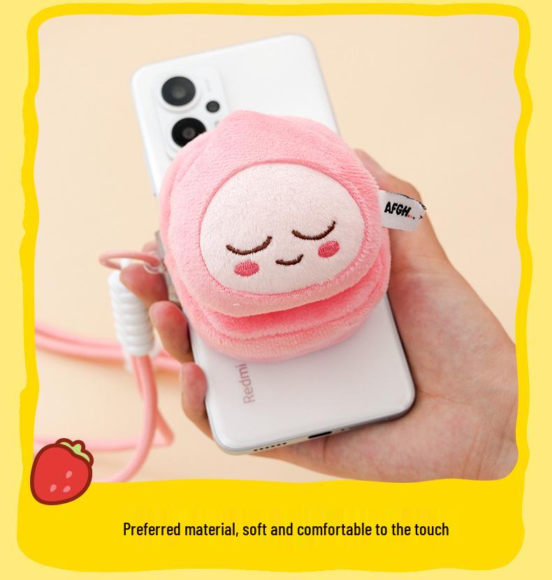 KAKAO FRIENDS Ryan Lion Plush Phone Clip: Cute Cartoon Fruit-Shaped Pendant Bag