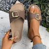 European and American fashion belt buckle open-toed cool slippers women's foreign trade thick-soled muffin slippers women's shoes large size Xia Xin