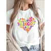 Short Sleeve T-Shirt with Colorful Bingo Heart Design, Casual Wear for Home, Cafe, Or Party, Lightweight And Durable, Fun Graphic Tee for Adults